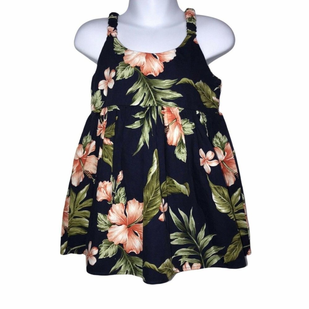 Ky's Floral Plumeria Hawaiian Sleeveless Top 4 - Picture 1 of 8